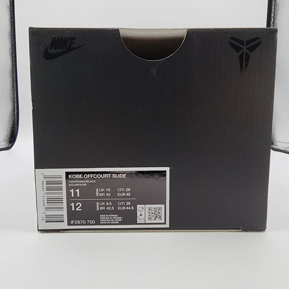 Nike Kobe Off Court Slides Mens 11 Lightning Yellow‎ Black Mamba Logo Sandal NEW